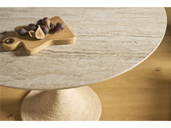 Oasis Travertine Beige/Natural Abaca Dining Table - Ornate Home