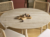 Oasis Travertine Beige/Natural Abaca Dining Table - Ornate Home