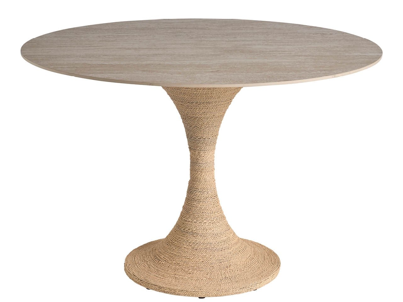 Oasis Travertine Beige/Natural Abaca Dining Table - Ornate Home