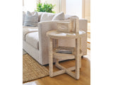 Oasis Travertine Beige/Natural Abaca Side Table - Ornate Home