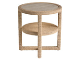 Oasis Travertine Beige/Natural Abaca Side Table - Ornate Home