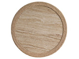 Oasis Travertine Beige/Natural Abaca Side Table - Ornate Home