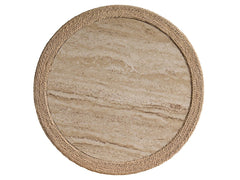 Oasis Travertine Beige/Natural Abaca Side Table - Ornate Home