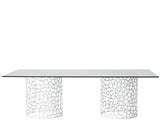 Oasis White/Tempered Glass Rectangular Dining Table - Ornate Home