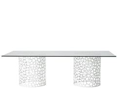Oasis White/Tempered Glass Rectangular Dining Table - Ornate Home