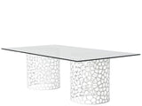 Oasis White/Tempered Glass Rectangular Dining Table - Ornate Home