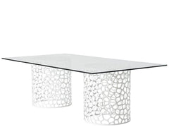 Oasis White/Tempered Glass Rectangular Dining Table - Ornate Home