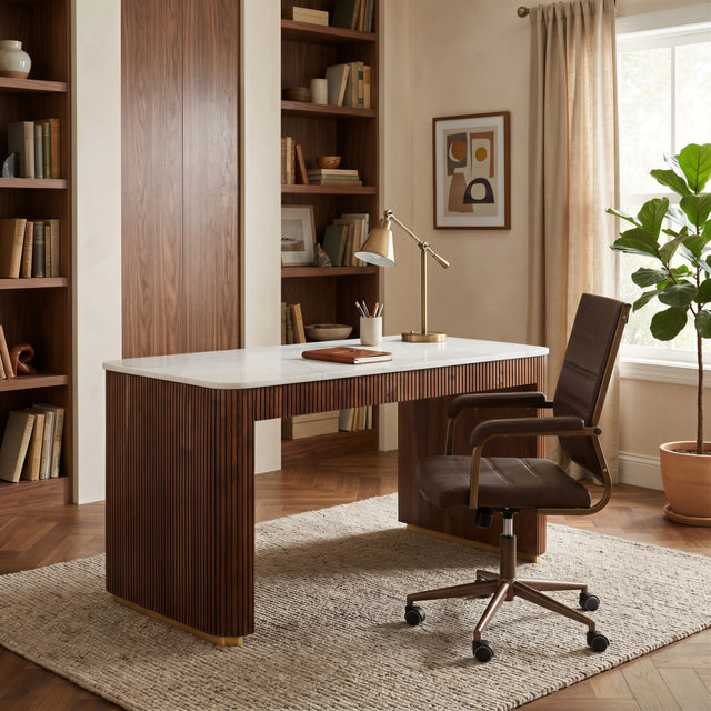 Obeah White & Walnut Desk - Ornate Home