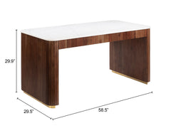 Obeah White & Walnut Desk - Ornate Home