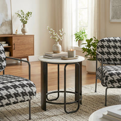 Obel White & Black Side Table - Ornate Home
