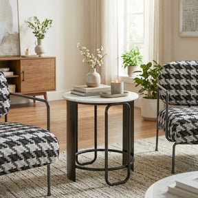 Obel White & Black Side Table - Ornate Home