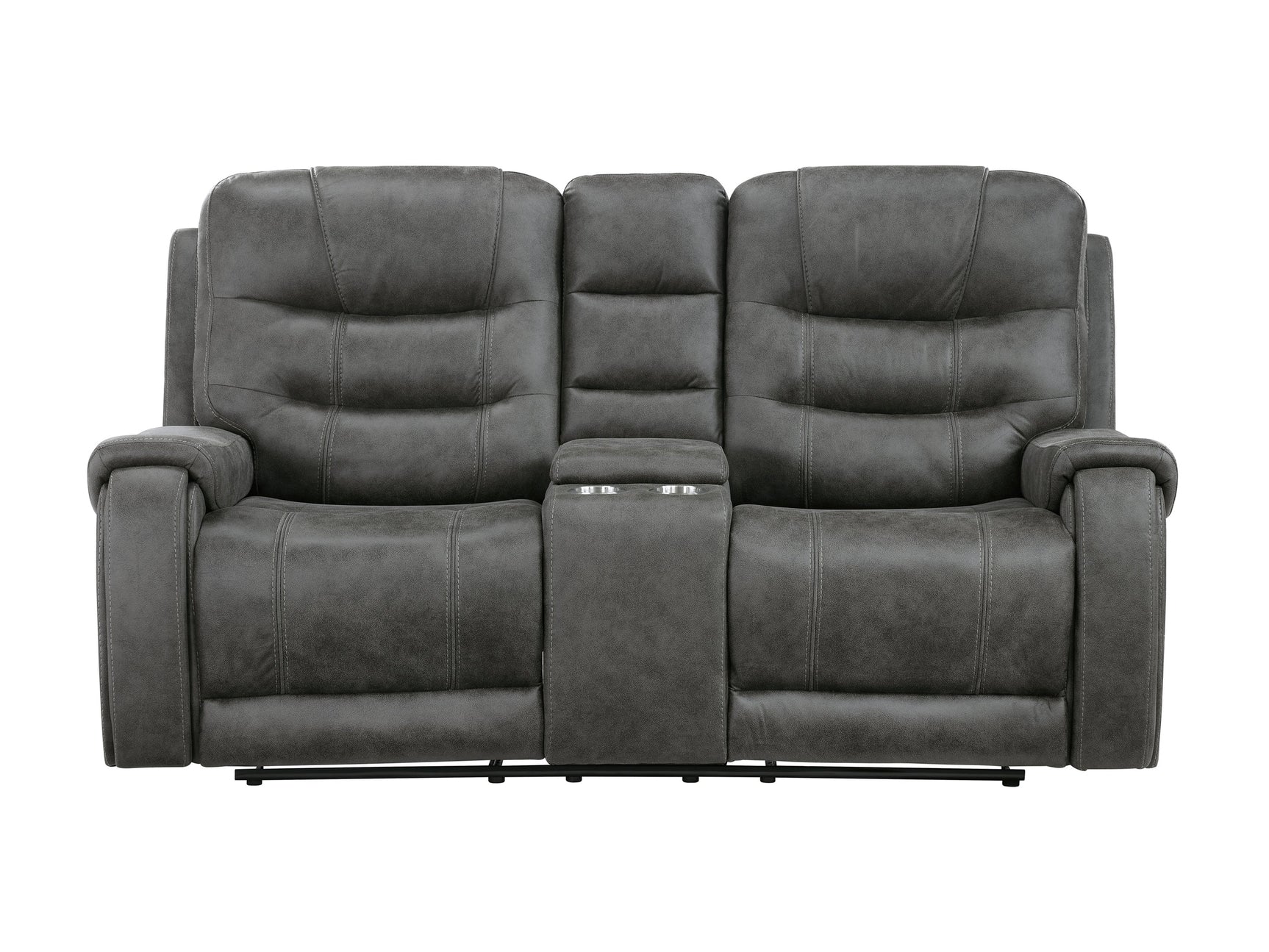 Oberon Dark Gray Double Reclining Loveseat - Ornate Home