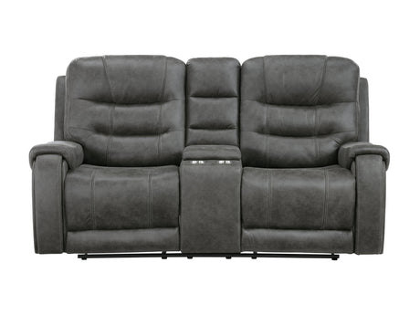Oberon Dark Gray Double Reclining Loveseat - Ornate Home