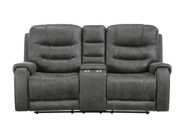 Oberon Dark Gray Double Reclining Loveseat - Ornate Home