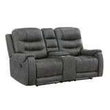 Oberon Dark Gray Double Reclining Loveseat - Ornate Home