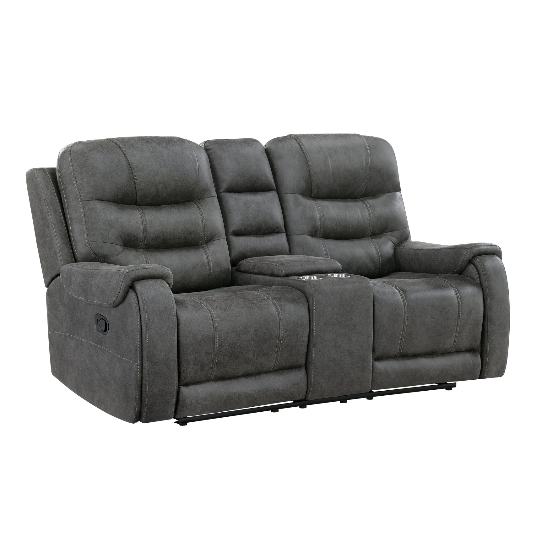 Oberon Dark Gray Double Reclining Loveseat - Ornate Home