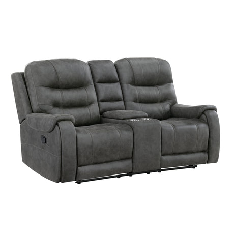 Oberon Dark Gray Double Reclining Loveseat - Ornate Home