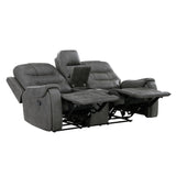 Oberon Dark Gray Double Reclining Loveseat - Ornate Home