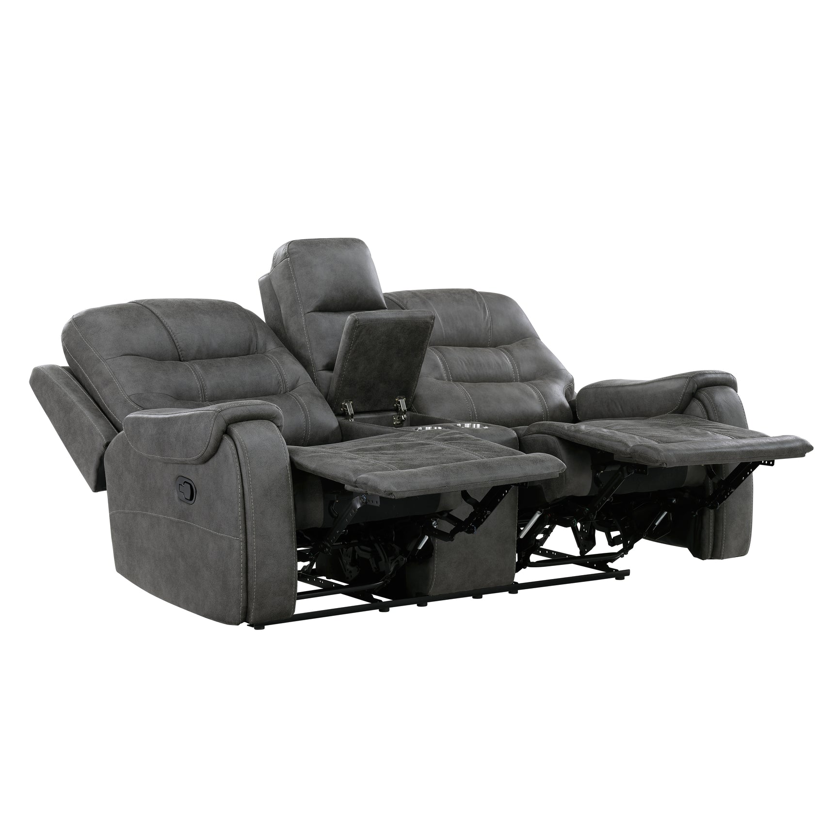 Oberon Dark Gray Double Reclining Loveseat - Ornate Home