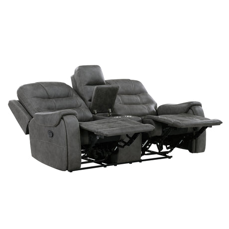 Oberon Dark Gray Double Reclining Loveseat - Ornate Home