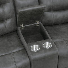 Oberon Dark Gray Double Reclining Loveseat - Ornate Home