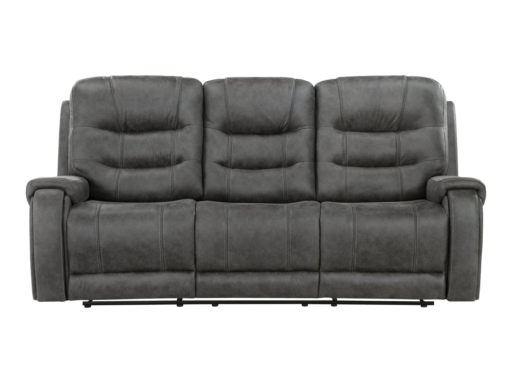 Oberon Dark Gray Double Reclining Sofa - Ornate Home