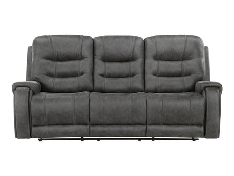 Oberon Dark Gray Double Reclining Sofa - Ornate Home