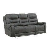 Oberon Dark Gray Double Reclining Sofa - Ornate Home