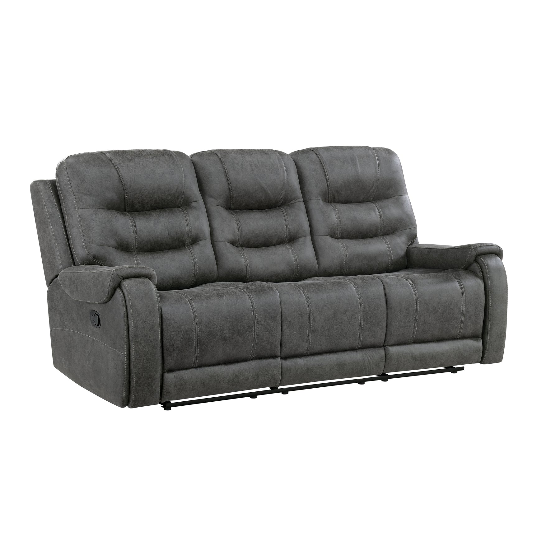 Oberon Dark Gray Double Reclining Sofa - Ornate Home