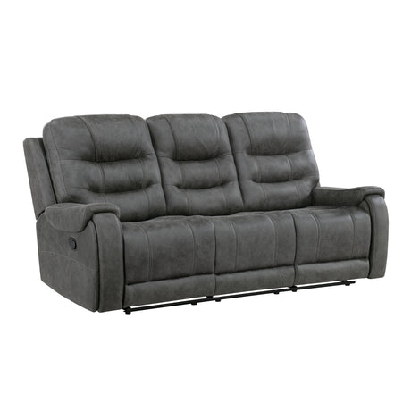 Oberon Dark Gray Double Reclining Sofa - Ornate Home