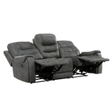 Oberon Dark Gray Double Reclining Sofa - Ornate Home