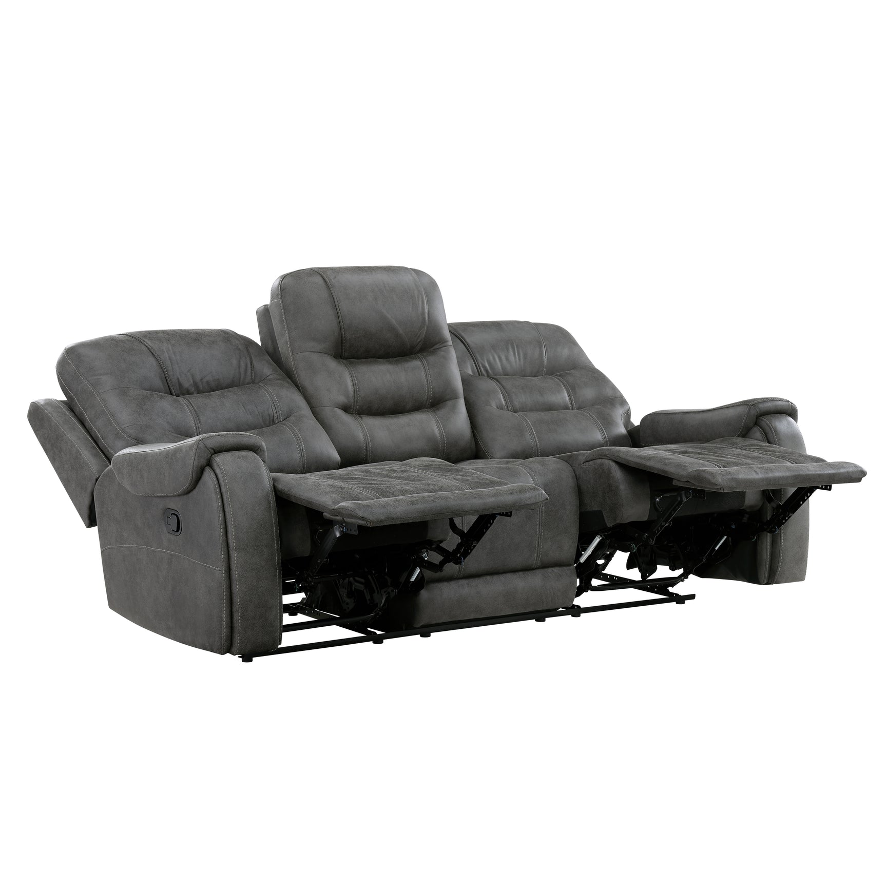 Oberon Dark Gray Double Reclining Sofa - Ornate Home