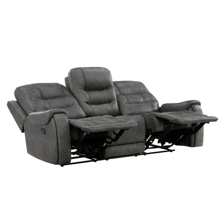 Oberon Dark Gray Double Reclining Sofa - Ornate Home