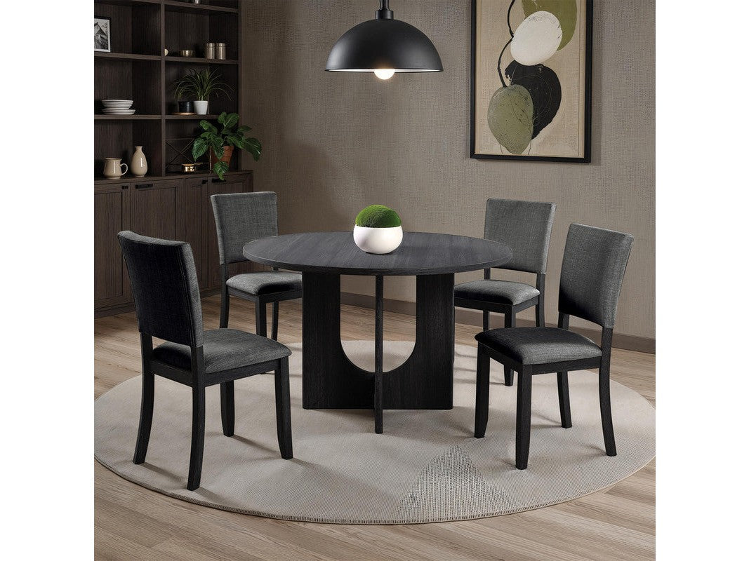 Oberto Dark Gray 5 Pc. Round Dining Table Set - Ornate Home