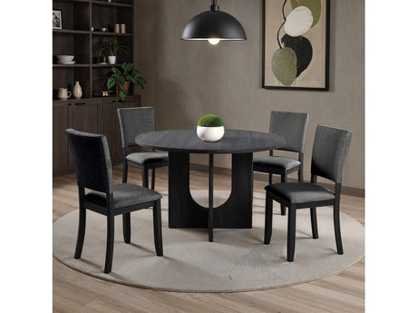 Oberto Dark Gray 5 Pc. Round Dining Table Set - Ornate Home