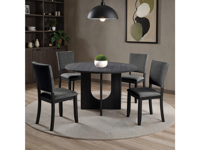 Oberto Dark Gray 5 Pc. Round Dining Table Set - Ornate Home