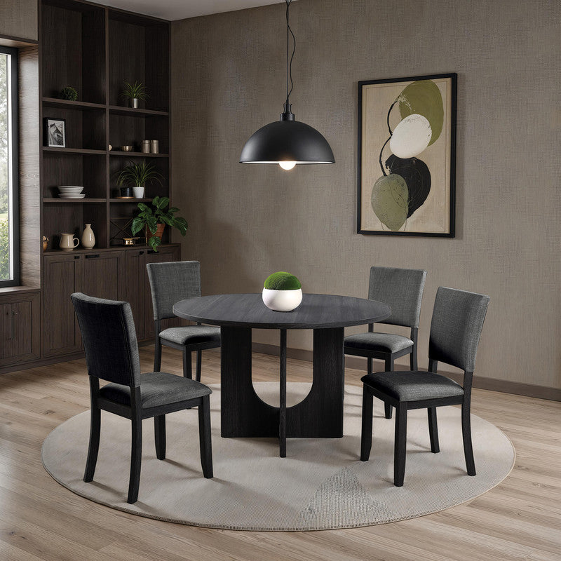Oberto Dark Gray 5 Pc. Round Dining Table Set - Ornate Home