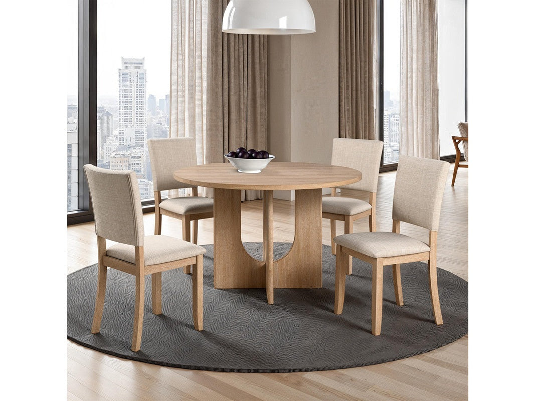 Oberto Natural 5 Pc. Round Dining Table Set - Ornate Home