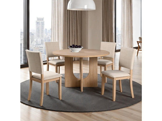 Oberto Natural 5 Pc. Round Dining Table Set - Ornate Home
