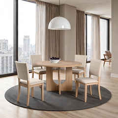 Oberto Natural 5 Pc. Round Dining Table Set - Ornate Home