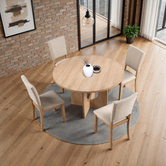 Oberto Natural 5 Pc. Round Dining Table Set - Ornate Home
