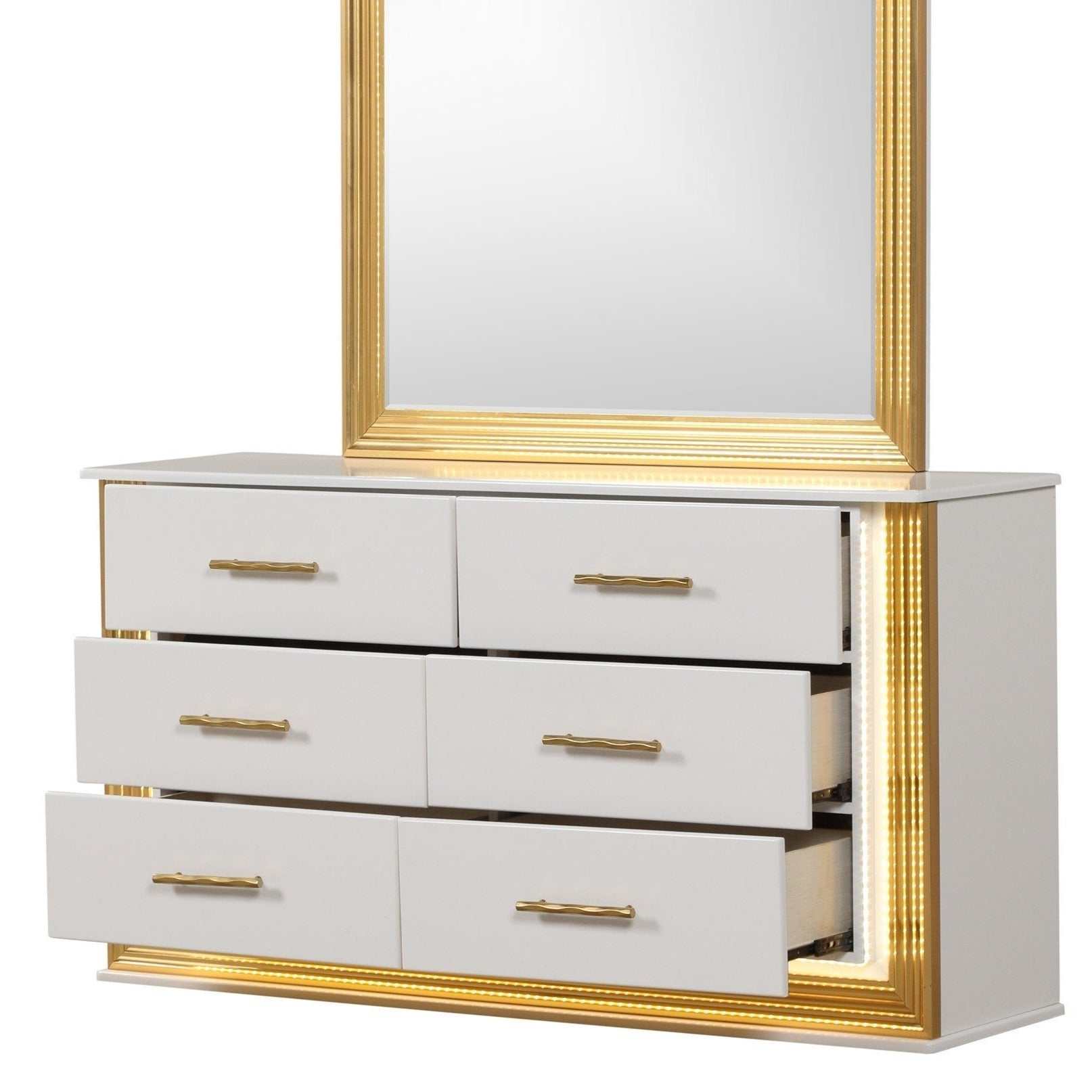 Obsession White & Gold Dresser - Ornate Home