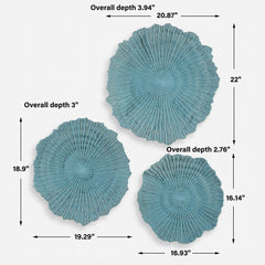 Ocean Gems Blue Wall Decor (Set of 3) - Ornate Home
