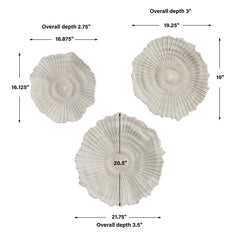 Ocean Gems White Coral Wall Decor (Set of 3) - Ornate Home