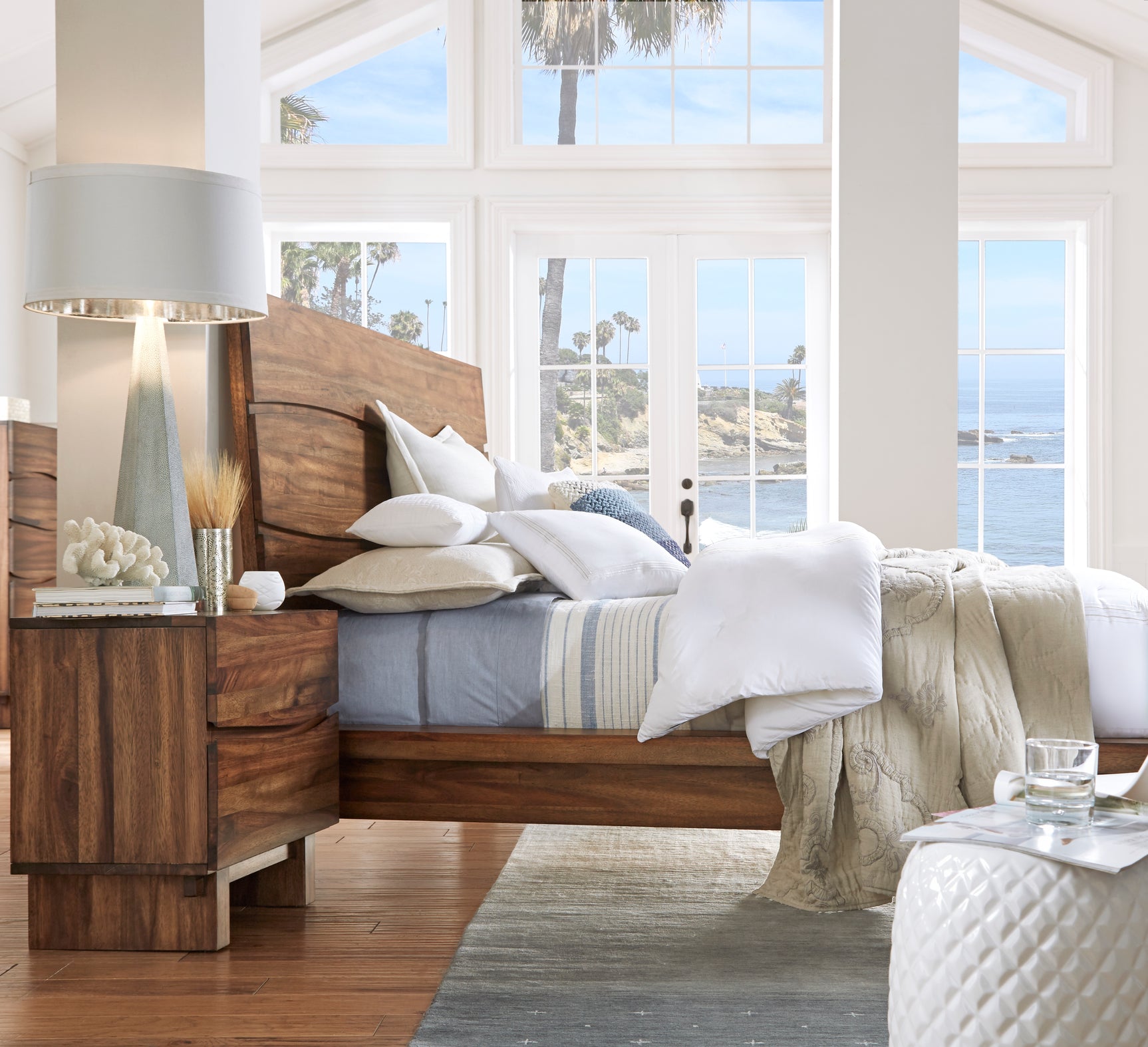 Ocean Solid Wood California King Platform Bed in Natural Sengon - Ornate Home