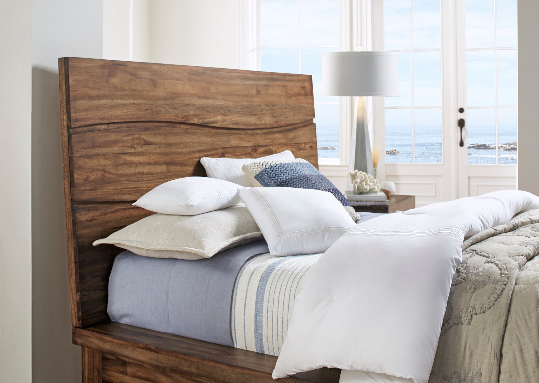 Ocean Solid Wood California King Platform Bed in Natural Sengon - Ornate Home