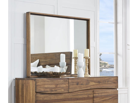 Ocean Solid Wood Floating Glass Mirror in Natural Sengon - Ornate Home