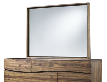 Ocean Solid Wood Floating Glass Mirror in Natural Sengon - Ornate Home