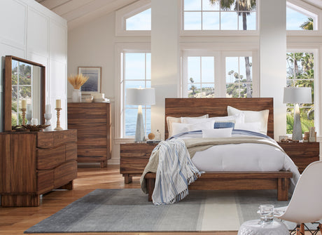 Ocean Solid Wood Queen Platform Bed in Natural Sengon - Ornate Home