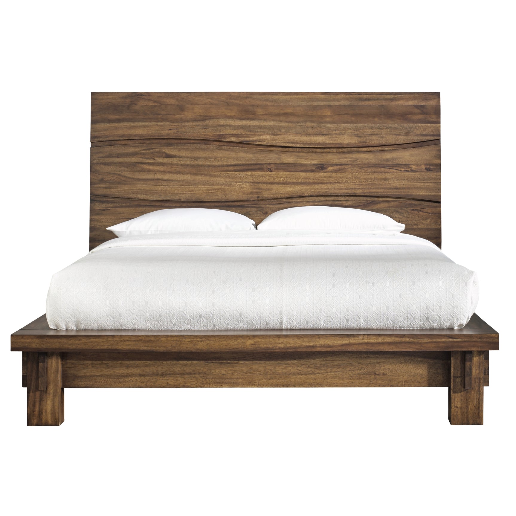 Ocean Solid Wood Queen Platform Bed in Natural Sengon - Ornate Home
